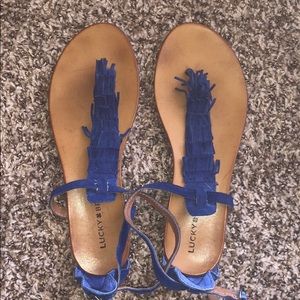 Blue fringe lucky brand sandals